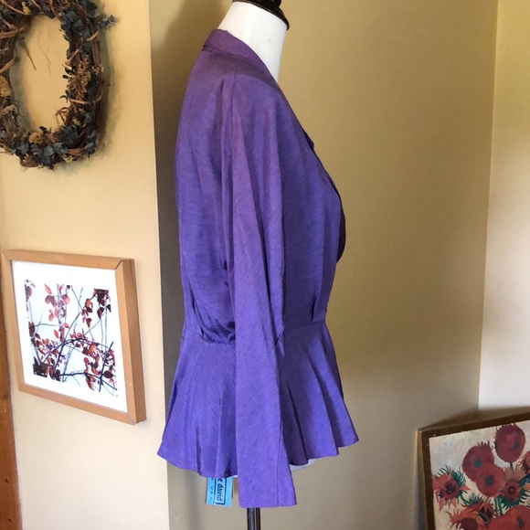 Vintage 90s CHRISTINE DAVID Size 10 Peplum 2-Button Blazer Top Vivid Purple NEW - Picture 5 of 16